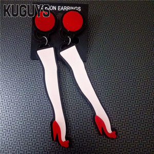 Jewelry Acrylic Sexy Leg Long Earrings for Women Pendientes HipHop High Heels Drop Earring Woman Brincos