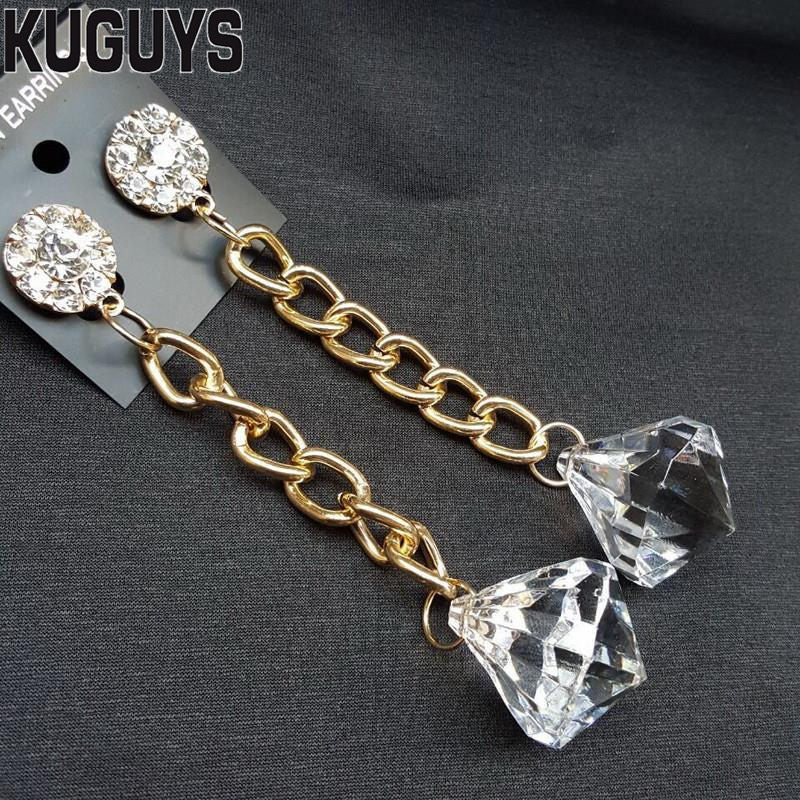 Jewelry Gold Chain Tassel Earrings for Women Pendientes Fashion HipHop Acrylic Geometric Large Drop Earring Woman Brincos