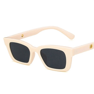 Ladies Small Square Sunglasses Women  Narrow Frame Sun Glasses Retro Rectangle Eyewears Beige Eyeglasses