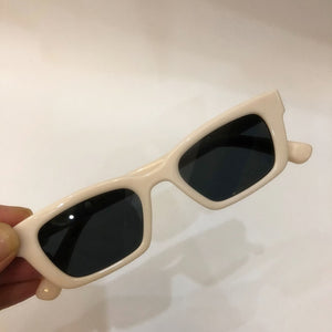 Ladies Small Square Sunglasses Women  Narrow Frame Sun Glasses Retro Rectangle Eyewears Beige Eyeglasses