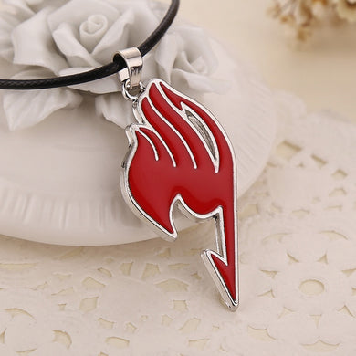 Fairy Tail necklace guild logo tattoo pendant Anime fashion jewelry leather rope for men and women wholesale