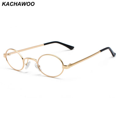 Kachawoo Vintage Eyeglasses Men Tiny Oval Metal Retro Glasses Frame Women Small Round Decoration Accessories