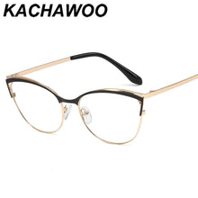 Carica l&#39;immagine nel visualizzatore di Gallery, Kachawoo occhiali da vista cat eye montatura da donna occhiali da vista in metallo occhiali da vista donna oro nero rosa articolo da regalo da donna 