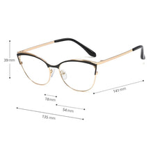 Carica l&#39;immagine nel visualizzatore di Gallery, Kachawoo occhiali da vista cat eye montatura da donna occhiali da vista in metallo occhiali da vista donna oro nero rosa articolo da regalo da donna 