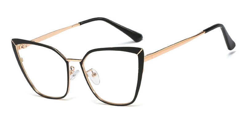 Kachawoo eyeglasses metal gold black cat eye glasses frames for women prescription accessories gift item ladies