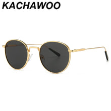 Load image into Gallery viewer, Kachawoo men&#39;s round sunglasses retro metal gold black brown classic sun glasses woman accessories gifts drop ship