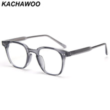 Carica l&#39;immagine nel visualizzatore di Gallery, Kachawoo occhiali da vista quadrati da uomo ottici TR90 anti blu luce trasparente grigio nero montatura per occhiali da donna fatti a mano in stile coreano 