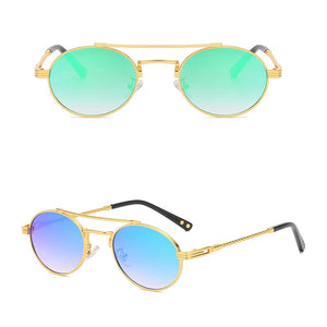 Kachawoo metal retro sunglasses men green blue mirror lens round sun glasses for women European style Summer uv400 seller
