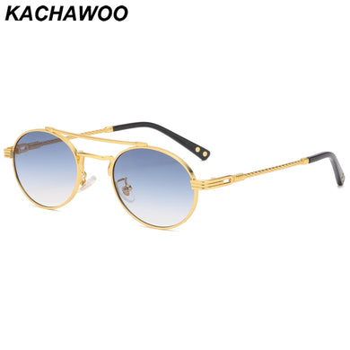 Kachawoo metal retro sunglasses men green blue mirror lens round sun glasses for women European style Summer uv400 seller