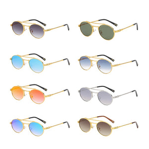 Kachawoo metal retro sunglasses men green blue mirror lens round sun glasses for women European style Summer uv400 seller