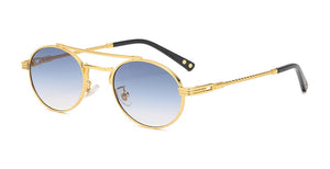 Kachawoo metal retro sunglasses men green blue mirror lens round sun glasses for women European style Summer uv400 seller
