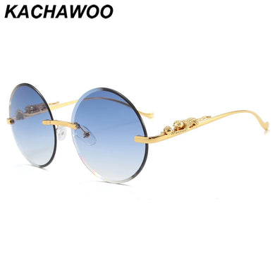 Kachawoo senza montatura occhiali da sole rotondi da donna occhiali da sole in metallo per uomo accessori decorativi senza montatura blu marrone europeo 