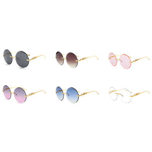 Kachawoo senza montatura occhiali da sole rotondi da donna occhiali da sole in metallo per uomo accessori decorativi senza montatura blu marrone europeo 