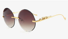 Carica l&#39;immagine nel visualizzatore di Gallery, Kachawoo senza montatura occhiali da sole rotondi da donna occhiali da sole in metallo per uomo accessori decorativi senza montatura blu marrone europeo 