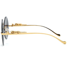 Carica l&#39;immagine nel visualizzatore di Gallery, Kachawoo senza montatura occhiali da sole rotondi da donna occhiali da sole in metallo per uomo accessori decorativi senza montatura blu marrone europeo 