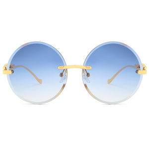 Kachawoo senza montatura occhiali da sole rotondi da donna occhiali da sole in metallo per uomo accessori decorativi senza montatura blu marrone europeo 