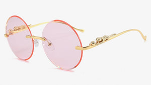 Kachawoo senza montatura occhiali da sole rotondi da donna occhiali da sole in metallo per uomo accessori decorativi senza montatura blu marrone europeo 