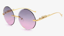 Carica l&#39;immagine nel visualizzatore di Gallery, Kachawoo senza montatura occhiali da sole rotondi da donna occhiali da sole in metallo per uomo accessori decorativi senza montatura blu marrone europeo 