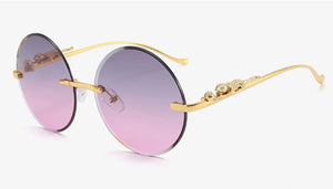 Kachawoo senza montatura occhiali da sole rotondi da donna occhiali da sole in metallo per uomo accessori decorativi senza montatura blu marrone europeo 