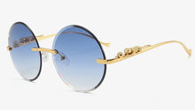Carica l&#39;immagine nel visualizzatore di Gallery, Kachawoo senza montatura occhiali da sole rotondi da donna occhiali da sole in metallo per uomo accessori decorativi senza montatura blu marrone europeo 