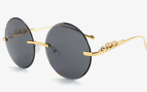 Kachawoo senza montatura occhiali da sole rotondi da donna occhiali da sole in metallo per uomo accessori decorativi senza montatura blu marrone europeo 