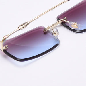 Kachawoo rectangular sunglasses rimless woman blue brown metal eyeglasses men trendy square simple