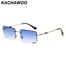 Load image into Gallery viewer, Kachawoo rectangular sunglasses rimless woman blue brown metal eyeglasses men trendy square simple