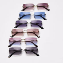 Load image into Gallery viewer, Kachawoo rectangular sunglasses rimless woman blue brown metal eyeglasses men trendy square simple