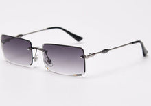 Load image into Gallery viewer, Kachawoo rectangular sunglasses rimless woman blue brown metal eyeglasses men trendy square simple