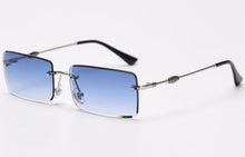 Load image into Gallery viewer, Kachawoo rectangular sunglasses rimless woman blue brown metal eyeglasses men trendy square simple