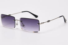 Load image into Gallery viewer, Kachawoo rectangular sunglasses rimless woman blue brown metal eyeglasses men trendy square simple