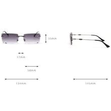 Load image into Gallery viewer, Kachawoo rectangular sunglasses rimless woman blue brown metal eyeglasses men trendy square simple