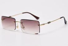 Load image into Gallery viewer, Kachawoo rectangular sunglasses rimless woman blue brown metal eyeglasses men trendy square simple