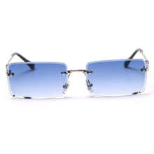 Load image into Gallery viewer, Kachawoo rectangular sunglasses rimless woman blue brown metal eyeglasses men trendy square simple