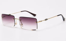 Load image into Gallery viewer, Kachawoo rectangular sunglasses rimless woman blue brown metal eyeglasses men trendy square simple
