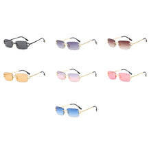 Carica l'immagine nel visualizzatore di Gallery, Kachawoo retro rectangular sunglasses rimless male female uv400 small sun glasses  blue pink gold metal birthday gifts