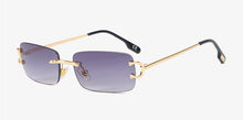 Carica l'immagine nel visualizzatore di Gallery, Kachawoo retro rectangular sunglasses rimless male female uv400 small sun glasses  blue pink gold metal birthday gifts