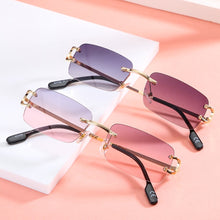 Carica l'immagine nel visualizzatore di Gallery, Kachawoo retro rectangular sunglasses rimless male female uv400 small sun glasses  blue pink gold metal birthday gifts