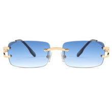 Carica l'immagine nel visualizzatore di Gallery, Kachawoo retro rectangular sunglasses rimless male female uv400 small sun glasses  blue pink gold metal birthday gifts