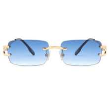 Load image into Gallery viewer, Kachawoo retro rectangular sunglasses rimless male female uv400 small sun glasses  blue pink gold metal birthday gifts