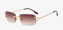 Carica l'immagine nel visualizzatore di Gallery, Kachawoo retro rectangular sunglasses rimless male female uv400 small sun glasses  blue pink gold metal birthday gifts