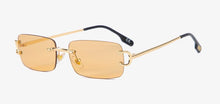 Carica l'immagine nel visualizzatore di Gallery, Kachawoo retro rectangular sunglasses rimless male female uv400 small sun glasses  blue pink gold metal birthday gifts