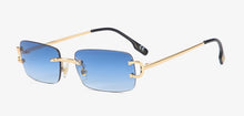 Carica l'immagine nel visualizzatore di Gallery, Kachawoo retro rectangular sunglasses rimless male female uv400 small sun glasses  blue pink gold metal birthday gifts