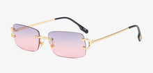 Carica l'immagine nel visualizzatore di Gallery, Kachawoo retro rectangular sunglasses rimless male female uv400 small sun glasses  blue pink gold metal birthday gifts