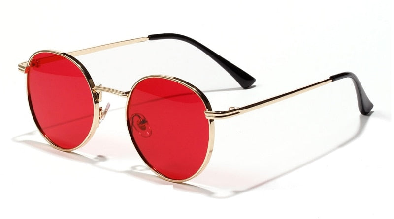 Kachawoo retro sunglasses for men gold black round sun glasses metal frame women sun shade UV400 yellow summer drop ship