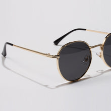 Carica l&#39;immagine nel visualizzatore di Gallery, Kachawoo retro sunglasses for men gold black round sun glasses metal frame women sun shade UV400 yellow summer drop ship