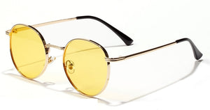 Kachawoo retro sunglasses for men gold black round sun glasses metal frame women sun shade UV400 yellow summer drop ship