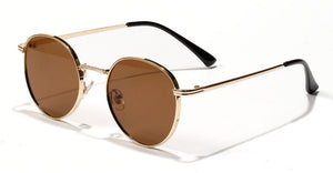 Kachawoo retro sunglasses for men gold black round sun glasses metal frame women sun shade UV400 yellow summer drop ship