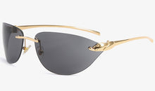 Load image into Gallery viewer, Kachawoo rimless cat eye sunglasses women oval metal eyewear accessories for men grey black Summer shades European style