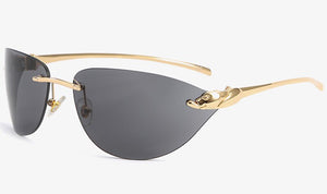 Kachawoo rimless cat eye sunglasses women oval metal eyewear accessories for men grey black Summer shades European style